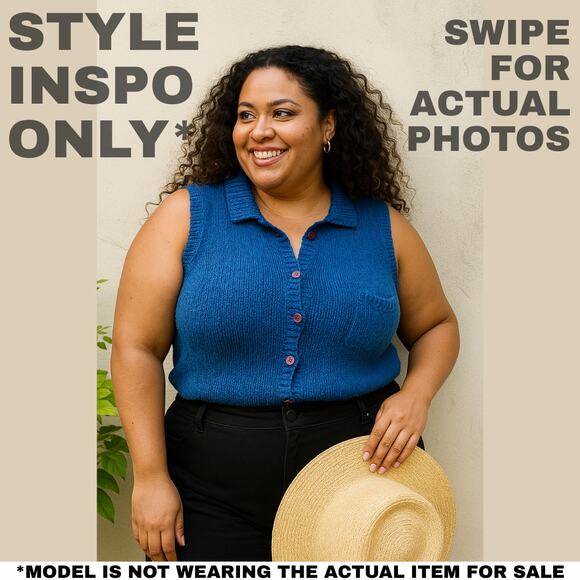 Jeanne Pierre Blue Knit Button-Up Top, Size L – For Casual Layering [0182] - Picture 3 of 8